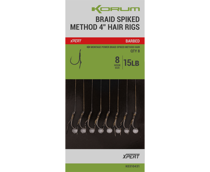 Δεμένα αγκίστρια με αρπάδι για hair rig KORUM SPIKED METHOD HAIR RIGS BARBED