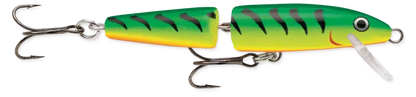 Воблер RAPALA Jointed® - 11cm/9gr in firetiger color with silver hooks for fishing.