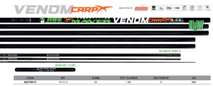 Щека MAVER POLE VENOM 13.00M + EXT + PROTECTOR /Модел 2026/ - риболовен прът от MAVER