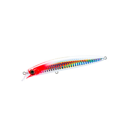 Морски воблер DUEL F1192 Mid Diver F115 - 11.5cm/18gr с червена и бяла окраска, оборудван с волфрамови топчета.