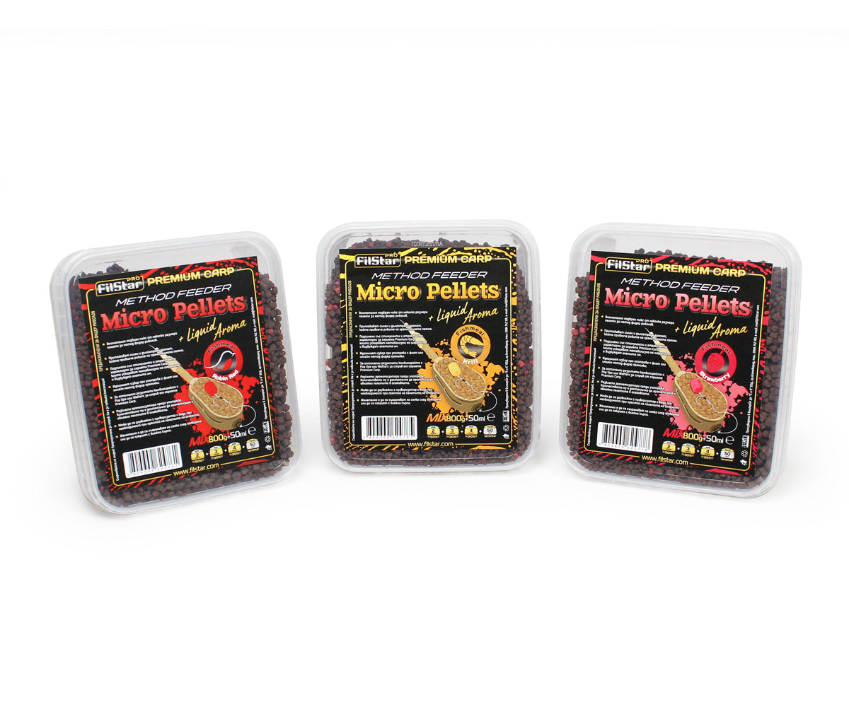 Микро пелети микс + Течен ароматизатор FILSTAR Premium Carp Method Feeder - 800g