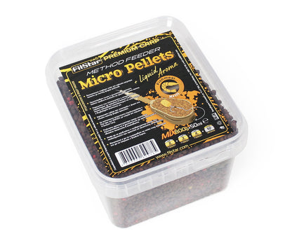Микро пелети микс + Течен ароматизатор FILSTAR Premium Carp Method Feeder - 800g в опаковка с крил.