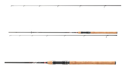Спининг въдици DAIWA '25 NINJA X LIGHT SPIN - 2.20/2.55m, показваща детайли на конструкцията и дизайна.