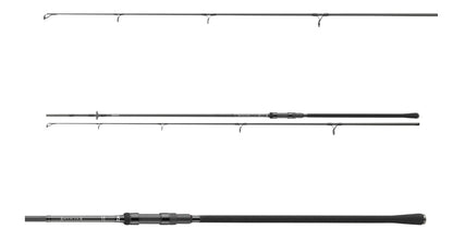 Шаранджийски въдици Daiwa 25 NINJA X STALKER CARP - 2 части, показващи модел с две секции и водачи.