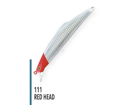 Морски воблер NOMURA HARU - 14cm / 32gr - Sinking Red Head с VMC Perma Steel тройки за риболов на баракуди и лаврак.