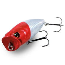 Попер Nomura SMALL POPPER - 5.5cm/7gr - floating с червена глава, плуващ улов за риболов на сладководни и морски видове.