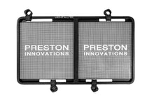 Маса за платформа PRESTON Venta-Lite Side Tray XL с алуминиева мрежа и клипсове за закрепване.