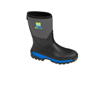 Ботуши PRESTON Drifish Boots с черен и син дизайн, подходящи за риболов и водни спортове.