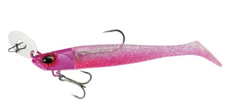 Силиконова примамка с джиг глава Duo BAY RUF CHATTER SHAD - 8.9cm/18.0gr, PCC0633 UV, розова примамка за риболов.