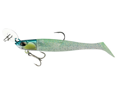 Силиконова примамка с джиг глава Duo BAY RUF CHATTER SHAD - 8.9cm/18.0gr в зелено с блестящи акценти.