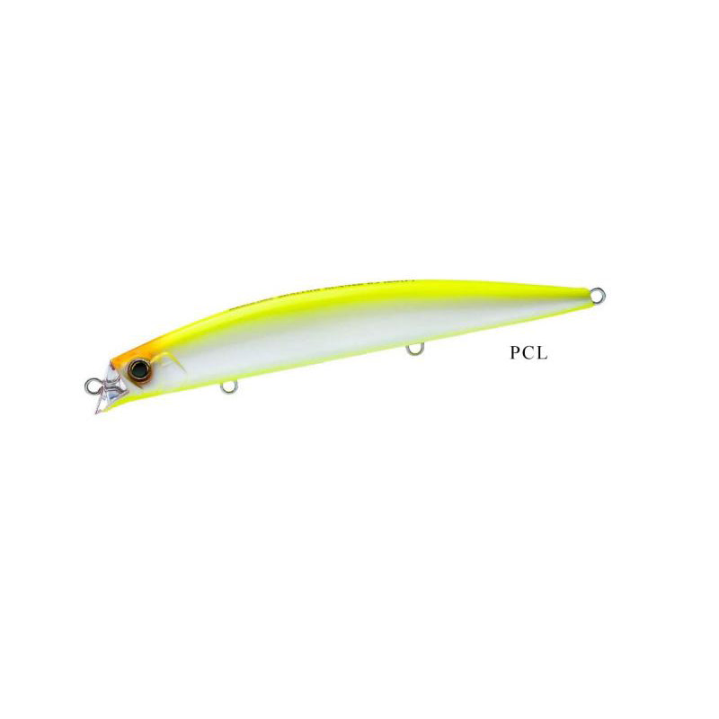Морски воблер DUEL F1195 Shallow Runner F120 - 12.0cm/17gr с жълт и бял цвят, тип PCL, отличен за морски риболов.