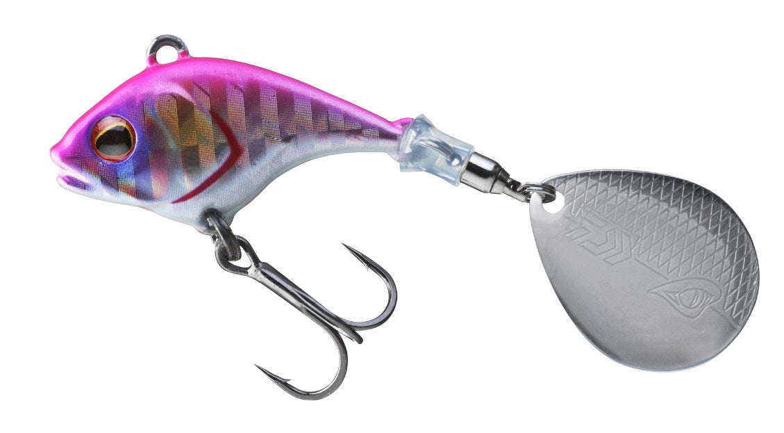 Тейлспинър DAIWA PROREX TG JIG SPINNER - 14gr с розов iwashi дизайн и въртяща лопатка за риболов.