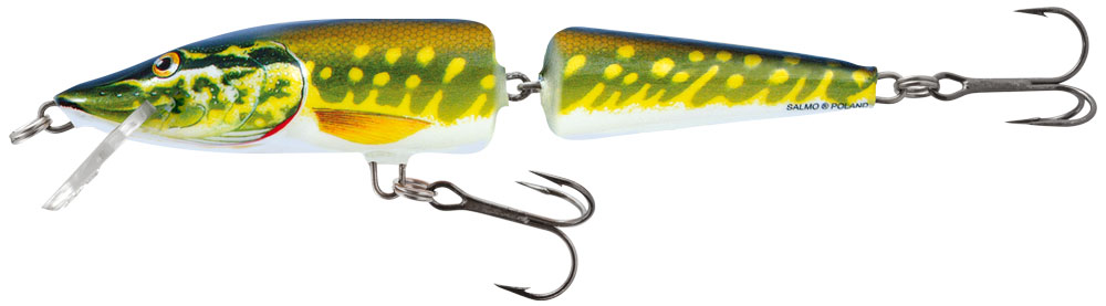 Воблер SALMO Pike Jointed Deep Runner - 11cm/14gr, PKE с крючками для ловли рыбы.