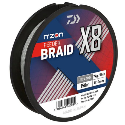 Плетено влакно за фидер риболов DAIWA NZON X8 FEEDER BRAID Steel Gray - 150/300m