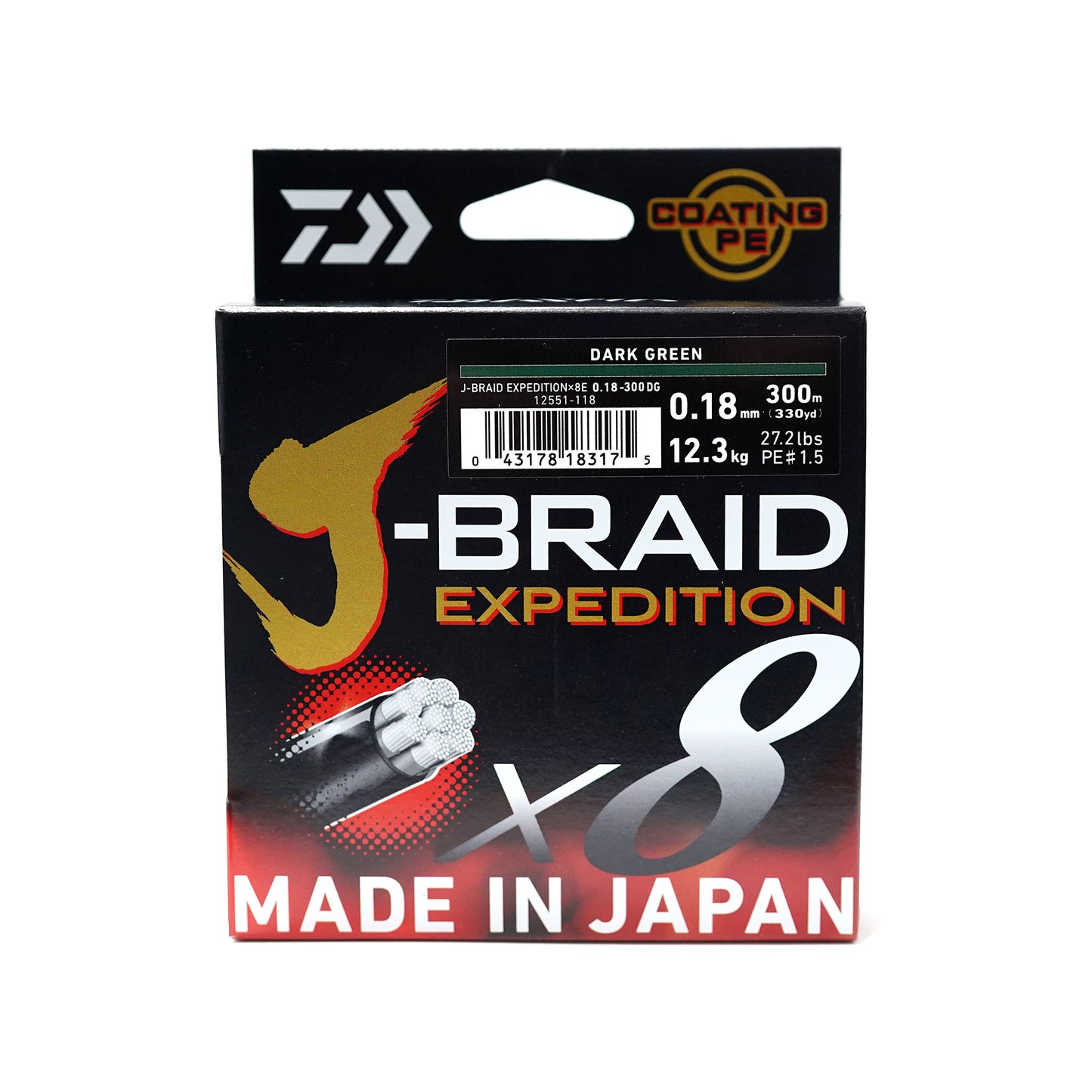 Плетено влакно Daiwa J-BRAID EXPEDITION X8 DARK GREEN - 300m
