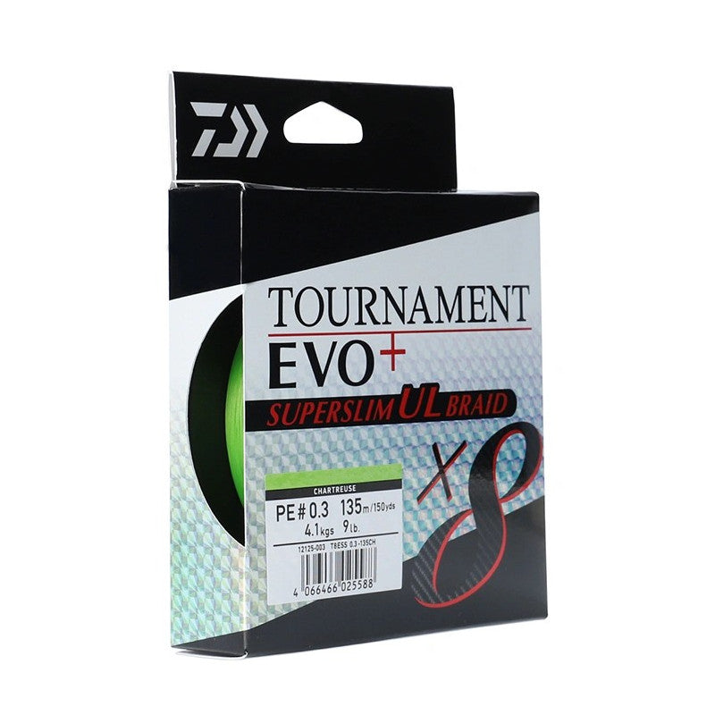 Плетено влакно DAIWA TOURNAMENT 8 BRAID EVO+ SUPERSLIM CHARTREUSE (жълто) - 135m