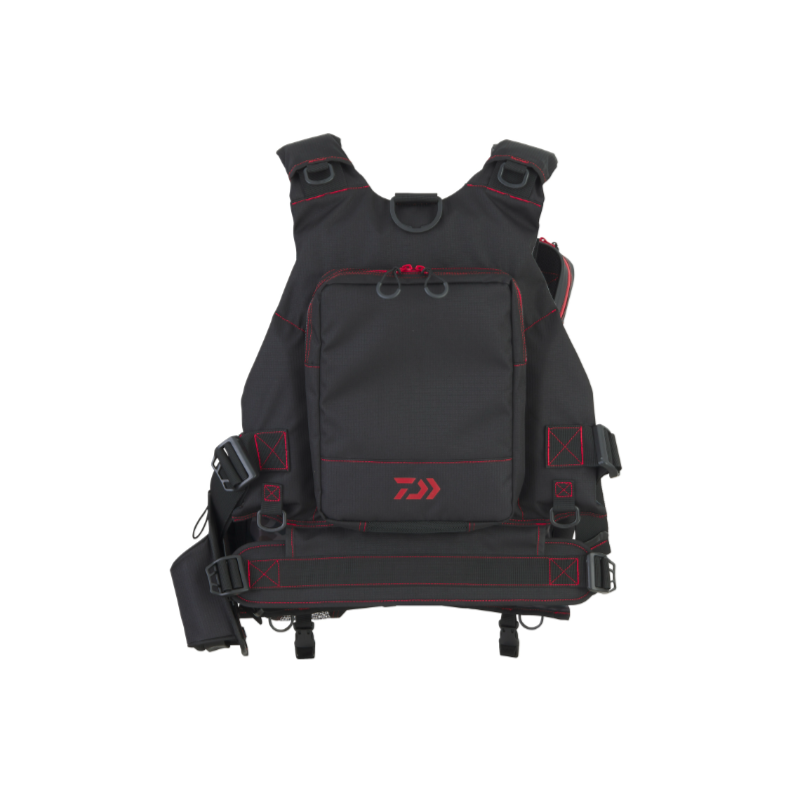 Плуващ елек DAIWA DF-6224 Float Game Vest - Черно/Червено, черен риболовен елек с червени акценти
