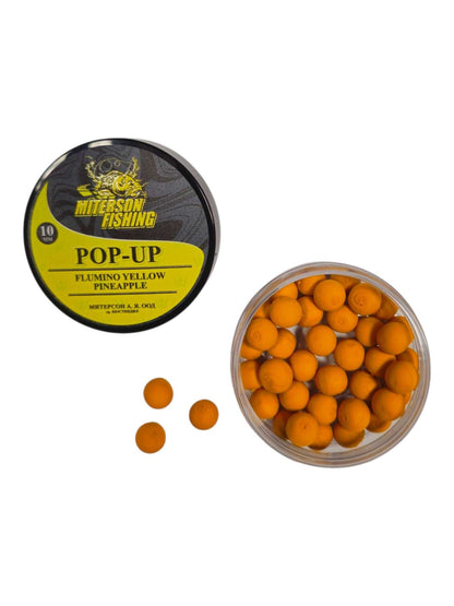 Miterson Premium Pop Ups Round - 10mm FLUMINO YELLOW PINEAPPLE риболовна стръв с висока видимост и атрактивен цвят.