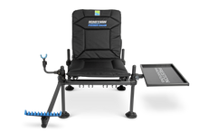 Фидер стол PRESTON IGNITION FEEDER CHAIR COMBO с четири регулируеми крака и аксесоари, идеален за риболов.