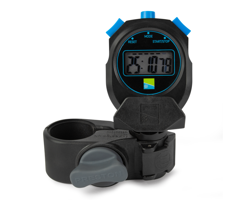 Хронометър PRESTON Offbox Stopwatch with digital display and reset features.