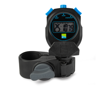 Хронометър PRESTON Offbox Stopwatch with digital display and reset features.