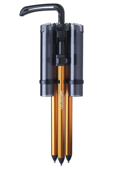 Стойка за Trout Area риболов DAIWA PRESSO IPRIMI ROD STAND с регулируеми крака и сгъваема дръжка.