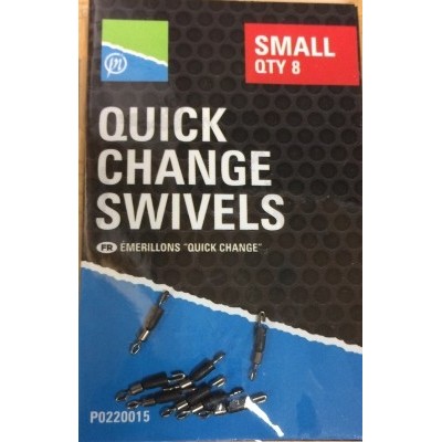 Бързи връзки PRESTON QUICK CHANGE SWIVELS, SMALL, количка 8, анти корозионно покритие, удобен дизайн