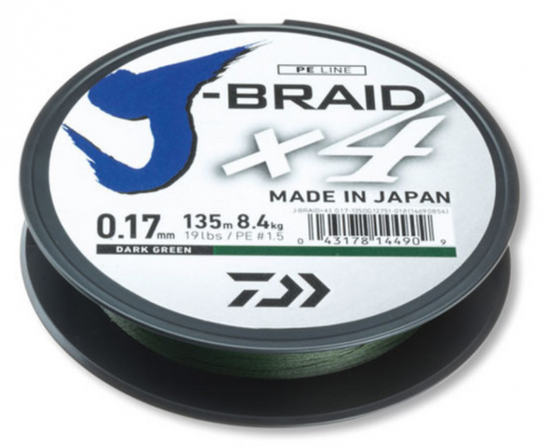 Плетено влакно Daiwa J-BRAID X4 DARK GREEN (тъмно зелено) - 135m