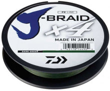 Плетено влакно Daiwa J-BRAID X4 DARK GREEN (тъмно зелено) - 270м, PE линия, направена в Япония.