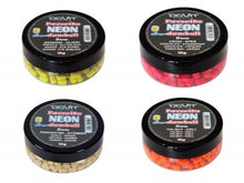 Дъмбели Dovit FAVOURITE DUMBELL NEON - 5/8mm in various colors in jars showcasing their vibrant hues.