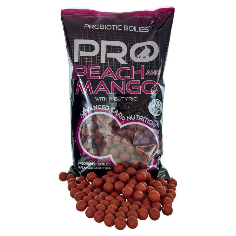 Протеинови топчета STARBAITS PEACH&MANGO BOILIES - 14MM - 800GR in a bag with boilies around