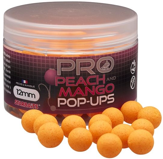 Плуващи топчета STARBAITS POP-UP PEACH&MANGO - 12MM в опаковка 50 гр с аромат на праскова и манго