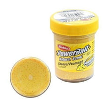 Паста Berkley Power Bait - Natural Cheese в жълта опаковка с аромат на сирене за риболов.