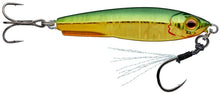 Микро джиг Gunki SPACE JIG - 7.5gr/5cm Fire Gold fishing tackle with treble hooks and shimmers.