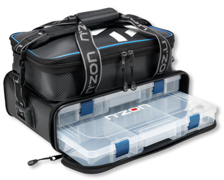 Чанта за фидер Daiwa NZON EVA Feeder Bag M с две отделения и два контейнера за съхранение на аксесоари.