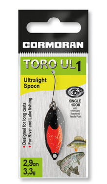 Микро клатушка Cormoram Toro UL1 - 2.9см/3.3гр, ултра лека клатушка за риболов на пъстърва.