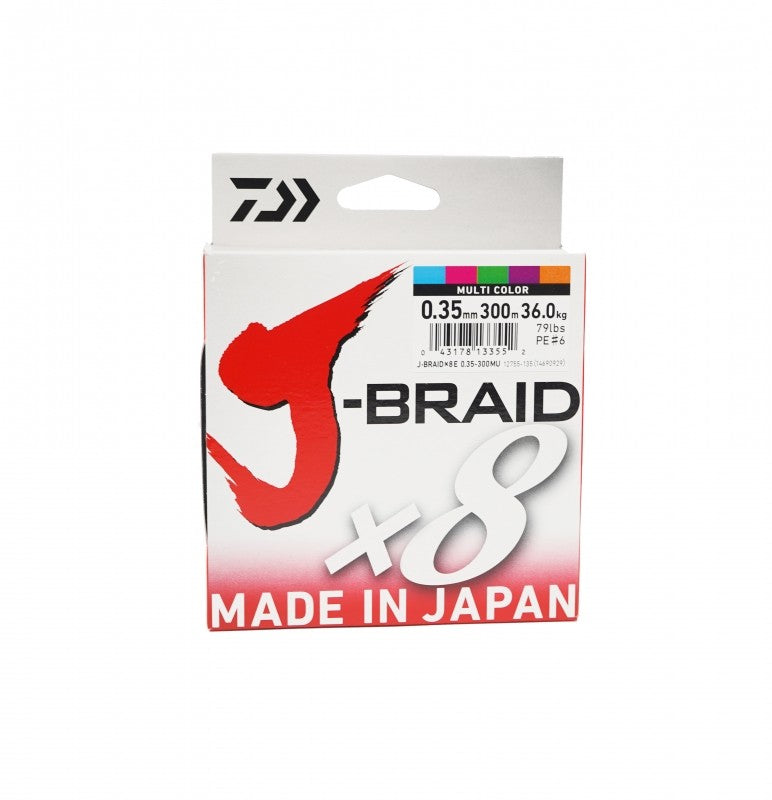 Плетено влакно Daiwa J-BRAID X8 MULTICOLOUR (мултиколор) - 300m