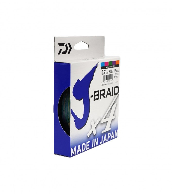 Плетено влакно Daiwa J-BRAID X4 MULTICOLOR - 150м в опаковка, произведено в Япония.