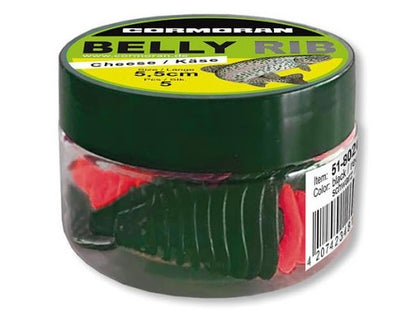 Силиконова примамка Cormoran BELLY RIB 5.5 см - CHEESE (Сирене) в опаковка с 5 броя, ароматизирани с сирене.