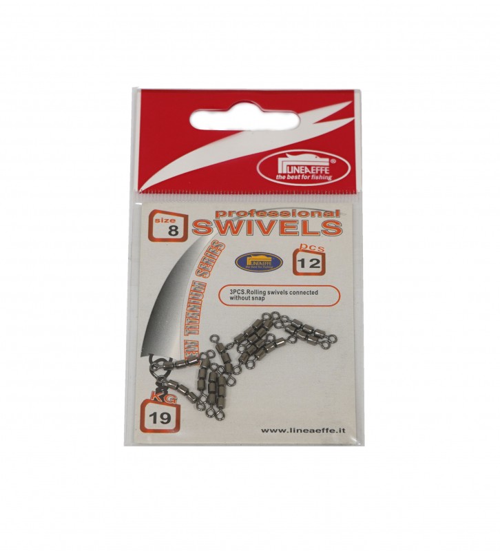 Троен ролков вирбел Lineaeffe Connected Rolling Swivels  - 12 броя в опаковка