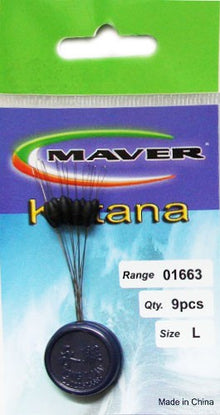 Гумени стопери MAVER Olive Rubber Stopper - модел 1663, опаковка от 9 броя, размер L, идеални за риболов.