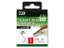 Вързани куки - DAIWA SAMURAI ZANDER HOOKS, размер 2, опаковка с 10 куки за риболов на бяла риба.