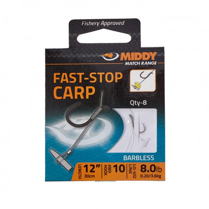 Готовые поводки с крючками MIDDY Fast-Stop Carp Hooks - 8 шт. в упаковке