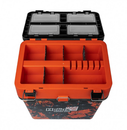 Двусекционен сандък за зимен риболов Helios SHARK - 19L (оранжев)