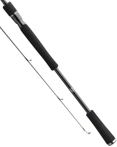 Спининг въдица DAIWA '20 PROREX XR SPIN - 2.40m/7-21g с черна ръкохватка и метални елементи.