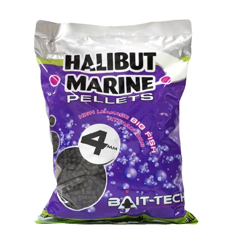 Пелети - BAIT TECH - HALIBUT MARINE PELLETS - 900g, 4мм, силен аромат, твърда текстура.