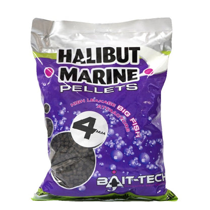 Пелети - BAIT TECH - HALIBUT MARINE PELLETS - 900g, 4мм, силен аромат, твърда текстура.