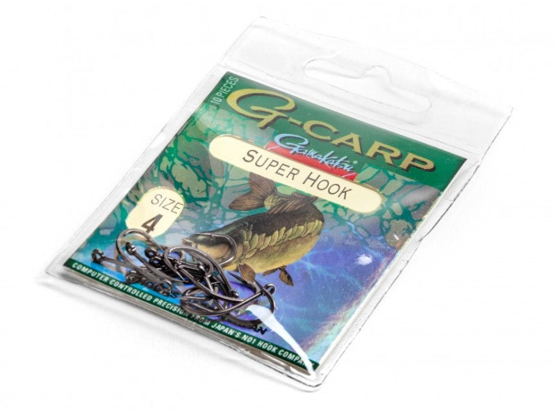 Куки за Carp Fishing GAMAKATSU G-CARP SUPER HOOK - No 6 / 10 бр в опаковка, размер 4, перфектно заточени за шарански риболов.