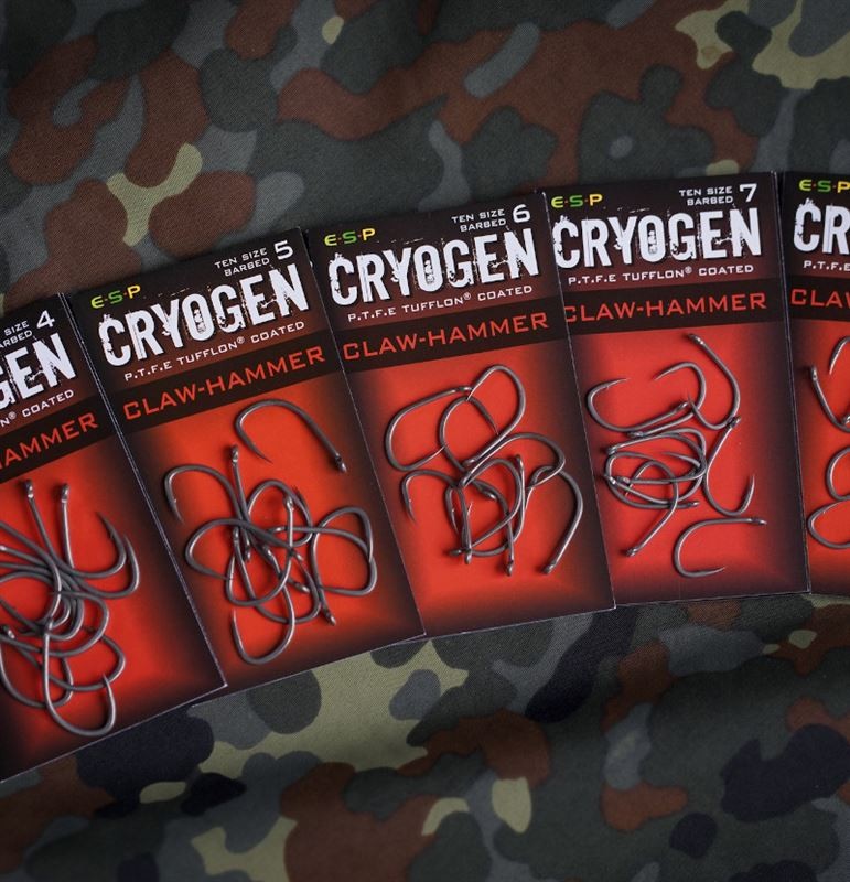 Куки за Carp Fishing ESP CRYOGEN PTFE - CLAW-HAMMER - No8 / 10бр. в опаковки с различни номера.