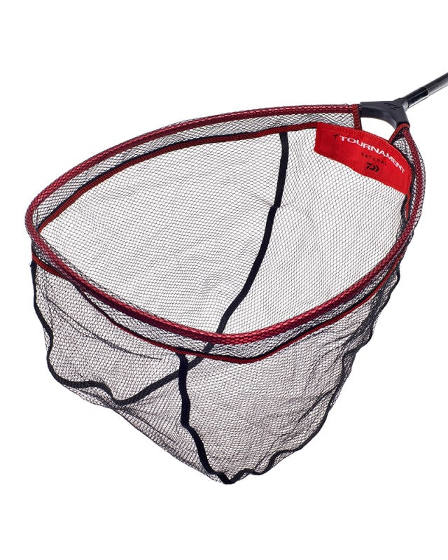 Глава за кеп  - DAIWA TOURNAMENT NATURAL LANDING NET / модел 2023, червен и черен кеп за риболов, монофилна мрежа.